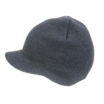 NEW CUFFLESS CHARCOAL Beanie Visor Skull Cap HAT USA