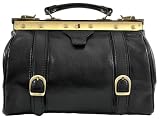DELARA Handtasche kleine schwarze Arzttasche Leder