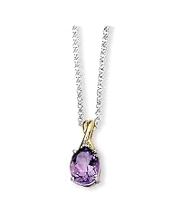 Sterling Silver & 14k Amethyst & Diamond Necklace, Best Quality Free Gift Box Satisfaction Guaranteed