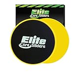 Core Exercise Sliders - 2 Dual Sided Gliding Discs for Carpet and Hardwood Floors - Yellow