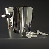 SILVER ICE BUCKET AND TONG - SILVER ICE BUCKET WITH EBONY HANDLES AND COORDINATING TONG