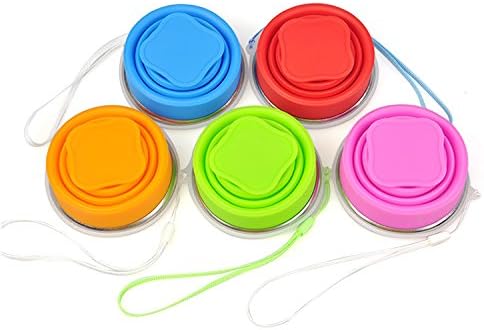 2 Pack- LAXWIN Foldable Portable Silicone Cup, Multi-Purpose Travel Mug-Retractable Collapsible Silicone Travel Cup for Travelling, Camping, Hiking etc. (Red)