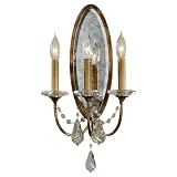 Murray Feiss WB1543OBZ Valentina Collection 3-Light Wall Sconce, Oxidized Bronze Finish with Clear Cut Polished Crystal and Antique Beveled Mirror