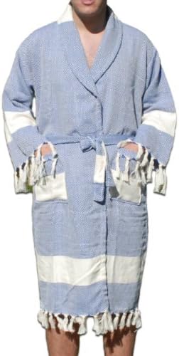 Turquoise Collection Men's Poseidon Bathrobe Large Navy