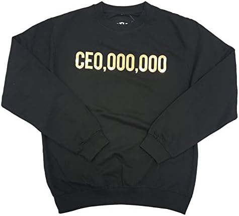 CEO Millionaires $CE0,000,000 Crewneck Sweatshirt (XL, Black/Gold)