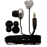 Nemo Digital NDF10112WT-2 Crystal Pave Twisted Heart Earbud (Clear with Black Wires)