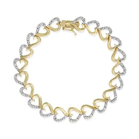 Buy 18k Gold Overlay Sterling Silver Diamond-Accent Open Heart Link Bracelet by Amazon.com Collection