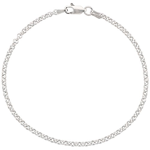 Sterling Silver Italian Rolo Chain Necklace 2.3mm Nickel Free Italy, sizes 7 - 30 inch