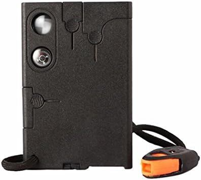 Metoke 18 Kinds of Functional Composite Card Needed for Camping Outdoors EDC Waterproof Flint Tools Tapes Lifesaving Whistle (1PCS)