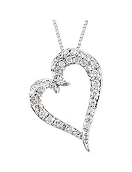 14K White Gold Diamond Heart Pendant with Chain - 0.25 Ct. -- LIFETIME WARRANTY