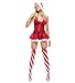 Leg Avenue - Costume Robe de Noël Jolie Boule de Neige - ML - Rouge/Blanc - 83381