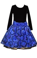 Girls Organza/Satin/Velvet Glittering Dropped   Waistline Long Sleeves Round Neck  Dress