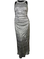 Scoop Neck Metallic/Polyester Beaded Ruched  Dress