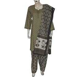 Kameez Salwar Printed Cotton Womens Dress Size L (slk437)