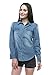Noble U Chambray Button Down Denim Shirt with Roll-up Sleeves (Small, Med Blue Wash)