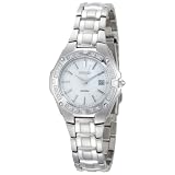 Diamond Watch Bezels, Seiko Womens Diamond Bezel Silver-Tone Mother of Pearl Dial Dress Watch