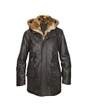 Forzieri Detachable Fur-trim Men's Black Leather Car Coat