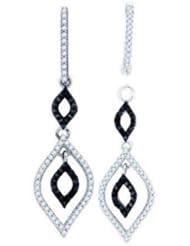 0.5 cttw 10k White Gold Black Diamond Long Drop Earrings (Real Diamonds: 1/2 cttw)