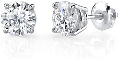 Spectacular! 14k White-gold Pair 6.00mm each (1.5 CT TW) Round Moissanite Stud Earings by Vicky K Designs