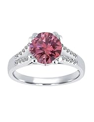 1.14 Ct Round Pink and White Diamond 18K White Gold Ring