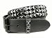 SNAP ON THREE ROW OF PUNK ROCK STAR METAL DISTRESSED BLACK STUDDED LEATHER ANTIQUE HAMMERED BELT