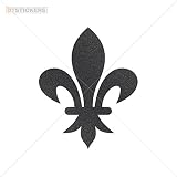 Vinyl Stickers Decals Vinyl Fleur De Lis Royalty Siz Garage home window mythology tattoo magical ornamental (4 X 3,23 Inches) Metallic Black