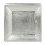 Caspari 7-Inch Square Lacquer Tray, Silver