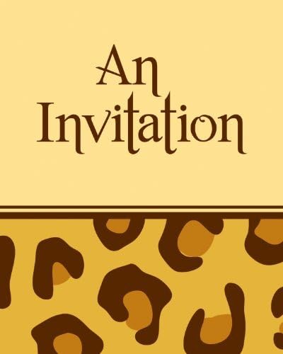 Leopard Print Party Invitations &amp; Envelopes x 8