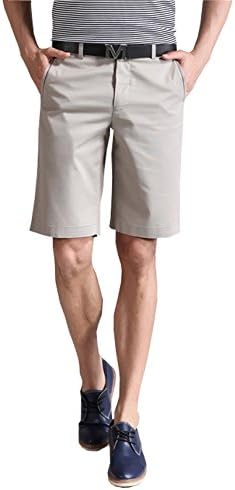 GUSER Men's Flat Front Chino Shorts Straight Fit in Mid Length 34 Apricot