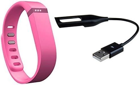 AFUNTA Large size Replacement rubber fitbit flex band activity bracelet wristband with Charging Cable (Pink)