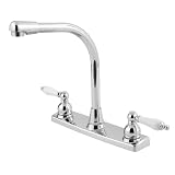 Pfister G136-1000 Pfirst Series Two Porcelain Lever Handle 3-Hole Lead Free Kitchen Faucet, Polished Chrome