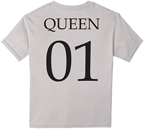 Kids Queen 01 and King 01 back print couple matching shirts 4 Silver