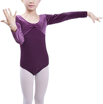 Belleyple Chirldren Girls Dance or Ballet Skirted Leotards Long Sleeve Purple XXL