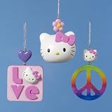 Club Pack of 12 Hello Kitty Peace, Love and Kitty Christmas Ornaments 3