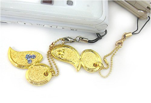 ディズニー『ミッキーフェイス型スワロフスキーペアストラップ《GD/BL》』2個セット!