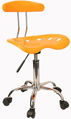 Vibrant Yellow And Chrome Computer Task Chair with Tractor Seat - LF-214-YELLOW-GG