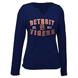 Detroit Tigers Women's Long Sleeve Missy V-Neck T-shirt by 5th & Ocean