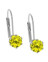 1.60 Ct Round Canary Diamond 14K White Gold Earrings