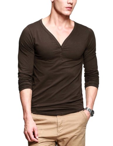 Match KIG Selected Mens Henleys Shirts Long Sleeve Tees