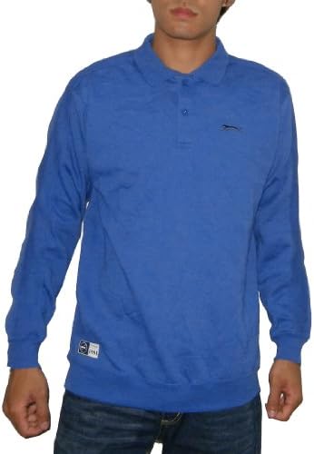 SLAZENGER Mens High Quality Thermal Sport Long Sleeve Polo Sweater - Blue