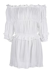 3/4 Sleeves Off the Shoulder Knee Length  Peasant Dress  With Ruffles