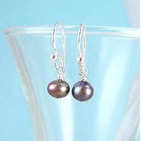 Dainty Pearl and Sterling Silver Peacock Earrings