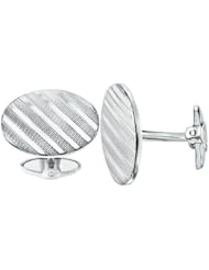 Dolan Bullock Sterling Silver Diagonal Pattern Oval Cuff Links