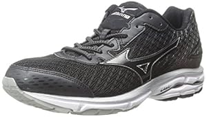 Mizuno Women's Wave Rider 19 Running Shoe, Black/White, 9.5 B US