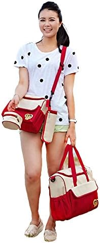 Skinly 5Pcs Baby Diaper Bag Versatile Ways to Use Red