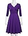 Laksmi Womens Retro Style V Neck 3/4 Sleeve High Waist Ruched Dress