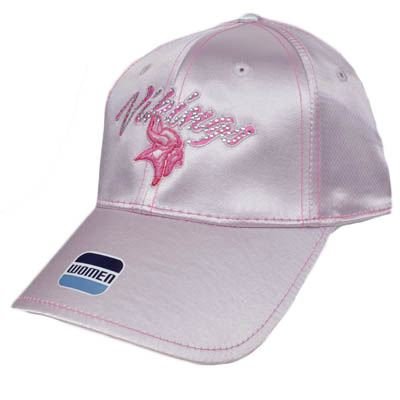 NFL Minnesota Vikings Satin Light Hot Pink Ladies Women Hat Cap Gem Rhinestones