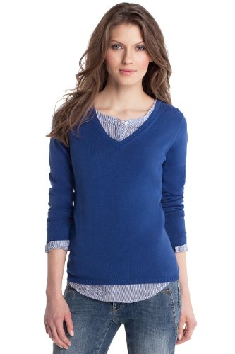 ESPRIT Damen Pullover, C27500, Gr. 40 (L), Blau (435 newport blue) Preisvergleich