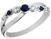 Sapphire Gemstone and Diamond Journey Ring in 14K White Gold