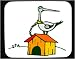 Decorated Mouse Pad with chain, standing, collar, bird, house